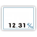 Pique-prix BOUCHERIE imprimée vierge Fond Blanc Cadre Filet Bleu