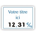 Pique-prix BOUCHERIE imprimée titrée Fond Blanc Cadre Filet Bleu