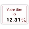 Etiquette marquage de prix BOUCHERIE imprimée titrée Fond Blanc Cadre Filet Bordeaux