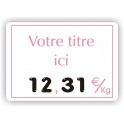 Etiquette affichage de prix CHARCUTERIE imprimée titrée Fond Blanc Cadre Filet Rose