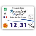 Etiquette affichage de prix Fromagerie imprimée titrée Lettrée Main Bleu