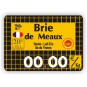 Etiquette affichage de prix Fromagerie imprimée titrée Fond Noir Quadrillé Jaune