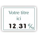 Etiquette marquage de prix TRAITEUR imprimée titrée Fond Blanc Cadre Filet Vert
