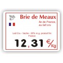 Etiquette affichage de prix Fromagerie imprimée titrée Fond Blanc Cadre Filet Rouge