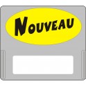 Casquette amovible pour étiquettes avec texte "Nouveau" noir sur fond jaune