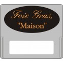 Casquette amovible pour étiquettes avec texte "Foie gras maison" marron sur fond noir