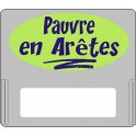 Casquette amovible pour étiquettes avec texte "Pauvre en arêtes" bleu sur fond vert