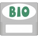 Casquette amovible pour étiquettes avec texte "BIO" vert sur fond blanc