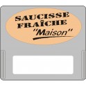 Casquette amovible pour étiquettes avec texte "Saucisse fraîche "maison"" noir sur fond beige