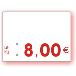 Etiquette prix imprimée vierge Fond Blanc Texte Rouge petit format