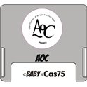 Casquette amovible pour étiquettes avec texte "AOC" noir sur fond blanc