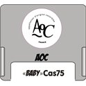 Casquette amovible pour étiquettes avec texte "AOC" noir sur fond blanc
