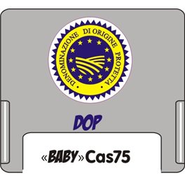 Casquette amovible pour étiquettes avec texte "DOP" bleu et jaune