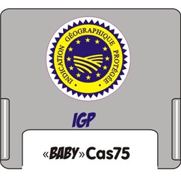 Casquette amovible pour étiquettes avec texte "IGP" bleu et jaune