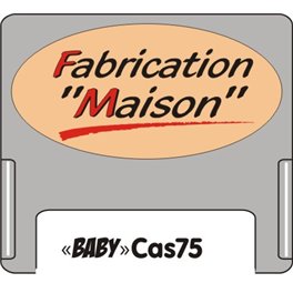 Casquette amovible petit format pour étiquettes avec texte "Fabrication maison" noir et rouge sur fond beige