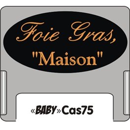 Casquette amovible pour étiquettes avec texte "Foie gras maison" marron sur fond noir