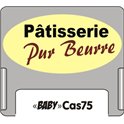 Casquette petit format amovible pour étiquettes avec texte "Patisseie pur beurre" noir et marron sur fond creme