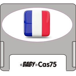 Casquette amovible petit format pour étiquettes avec drapeau Français sur fond blanc