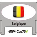 Casquette amovible petit format pour étiquettes avec texte "belgique" noire et drapeau belge sur fond blanc