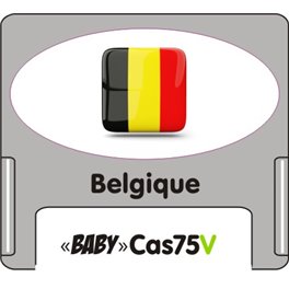 Casquette amovible petit format pour étiquettes avec texte "belgique" noire et drapeau belge sur fond blanc