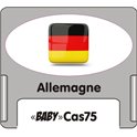 Casquette amovible petit format pour étiquettes avec texte "Allemagne" noire et drapeau allemand sur fond blanc
