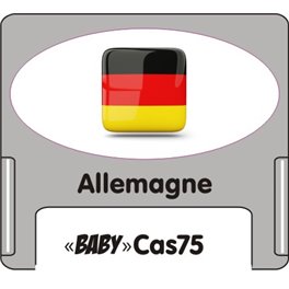 Casquette amovible petit format pour étiquettes avec texte "Allemagne" noire et drapeau allemand sur fond blanc