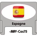 Casquette amovible petit format pour étiquettes avec texte "Espagne" noire et drapeau espagnol sur fond blanc