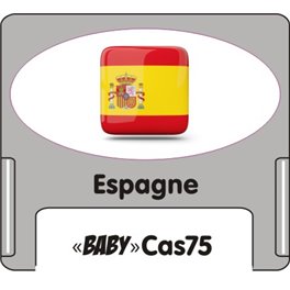 Casquette amovible petit format pour étiquettes avec texte "Espagne" noire et drapeau espagnol sur fond blanc