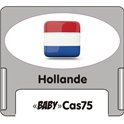 Casquette amovible petit format pour étiquettes avec texte "Hollande" noire et drapeau hollandais sur fond blanc