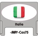 Casquette amovible petit format pour étiquettes avec texte "Italie" noire et drapeau italien sur fond blanc