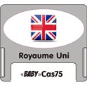 Casquette amovible petit format pour étiquettes avec texte "Royaume uni" noire et drapeau britanique sur fond blanc