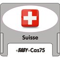 Casquette amovible petit format pour étiquettes avec texte "Suisse" noire et drapeau suisse sur fond blanc