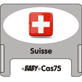 Casquette amovible petit format pour étiquettes avec texte "Suisse" noire et drapeau suisse sur fond blanc