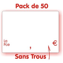 Pack d'étiquettes blanches texte rouge sans trous petit format