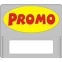 Casquette amovible pour étiquettes avec texte "Promo" rouge sur fond jaune