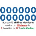 Barrette 12 chiffres BLEUS identiques à picots amovibles pour étiquettes et ardoises