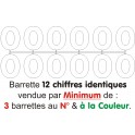 Barrette 12 chiffres BLANCS identiques à picots amovibles pour étiquettes et ardoises