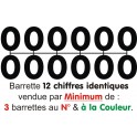 Barrette 12 chiffres NOIRS identiques à picots amovibles pour étiquettes et ardoises