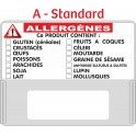 Casquette amovible pour étiquettes avec "Allergènes" BLANC & ROUGE