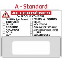 Casquette amovible pour étiquettes avec "Allergènes" BLANC & ROUGE