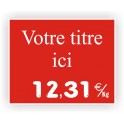 Pique-prix CHARCUTERIE gravée titrée 913 Fond Rouge / Texte Blanc