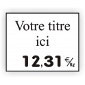 Etiquette pour affichage prix TRAITEUR gravée titrée 912 Fond Blanc / Texte Noir