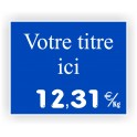 Etiquette affichage de prix TRAITEUR gravée titrée 914 Fond Bleu / Texte Blanc
