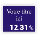 Etiquette marquage de prix TRAITEUR gravée titrée 942 Fond Indigo / Texte Blanc