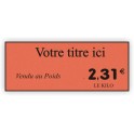 Etiquette marquage de prix BOULANGERIE gravée titrée 933 Fond Cuivre Métal / Texte Noir