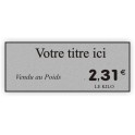 Etiquette BOULANGERIE gravée titrée 936 Fond Argent Métal/ Texte Noir
