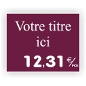Etiquette affichage de prix PATISSERIE gravée titrée 923 Fond Bordeaux / Texte Blanc