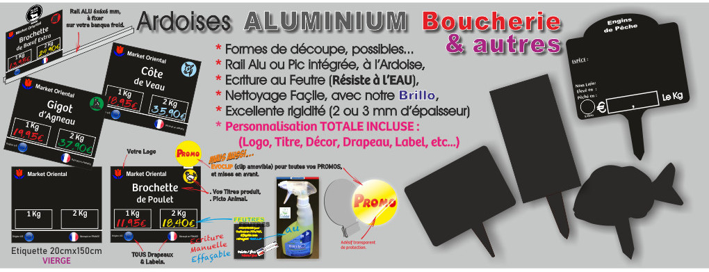 Ardoises ALU 2 mm pour Boucheries